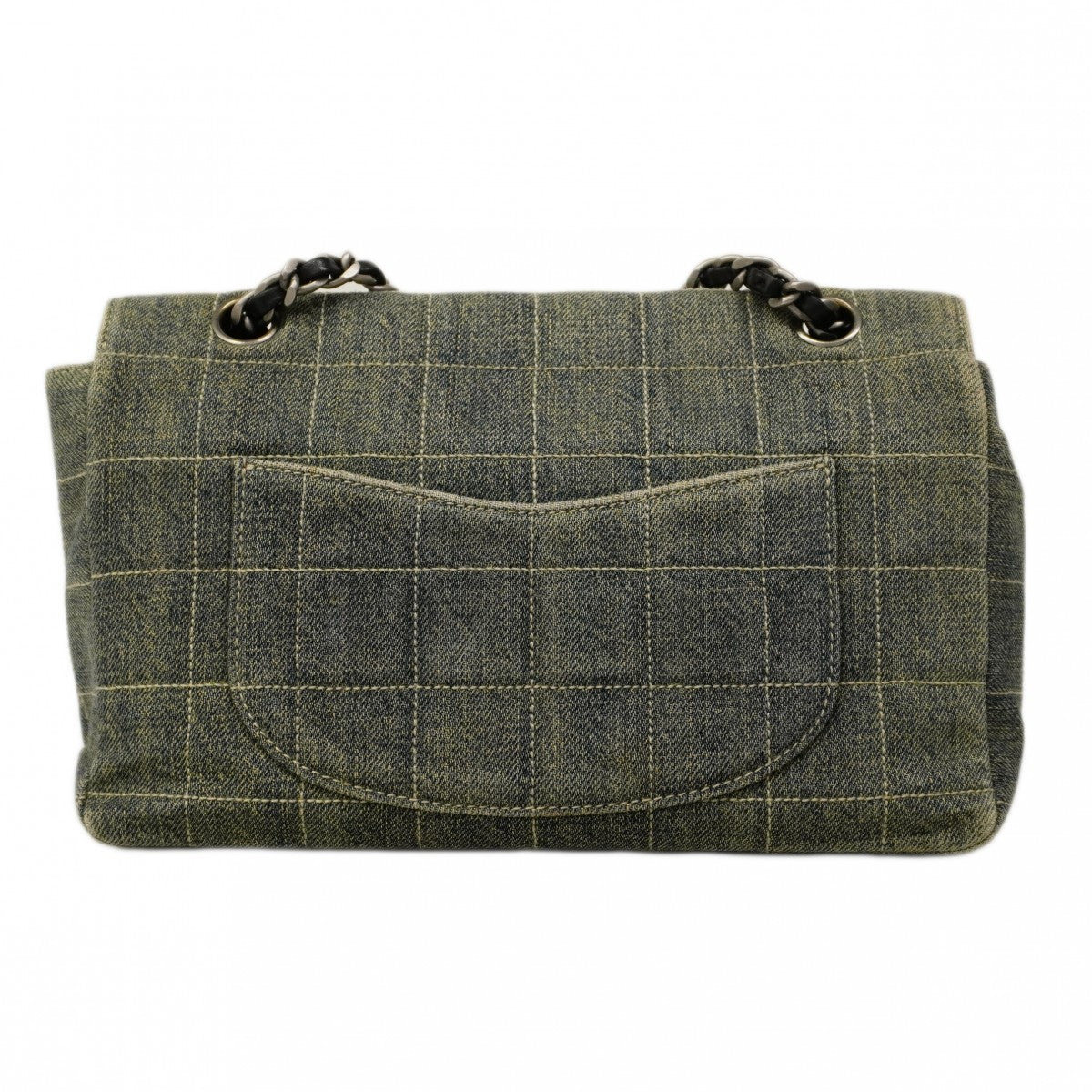 【6cc4021-k】シャネル ショルダーバッグ チョコバー Wチェーン デニム ブルー シルバー金具【中古】レディース