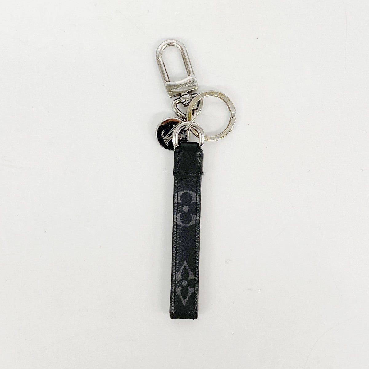 【6cd4802】ルイヴィトン キーホルダー・チャーム モノグラム・エクリプス ポルトクレドラゴンヌ M61950 ブラック シルバー【中古】メンズ
