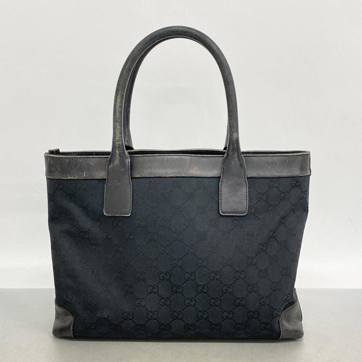【6db2089-k】グッチ トートバッグ GGキャンバス 002 1119 キャンバス ブラック ゴールド金具【中古】レディース