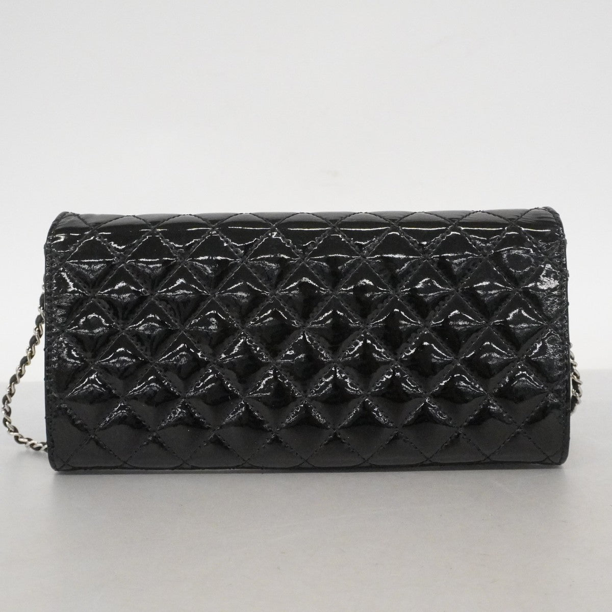 ★SALE【6de6251-k】シャネル ショルダーウォレット マトラッセ チェーンショルダー パテントレザー ブラック シルバー金具【中古】レディース