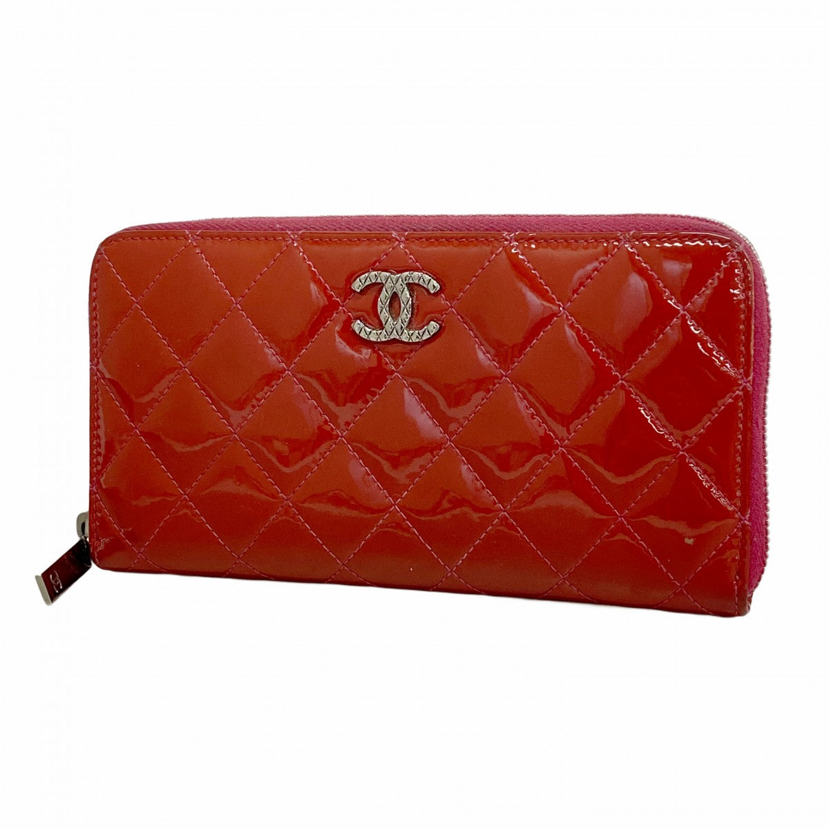 6de6341】シャネル 長財布 ブリリアント パテントレザー レッド