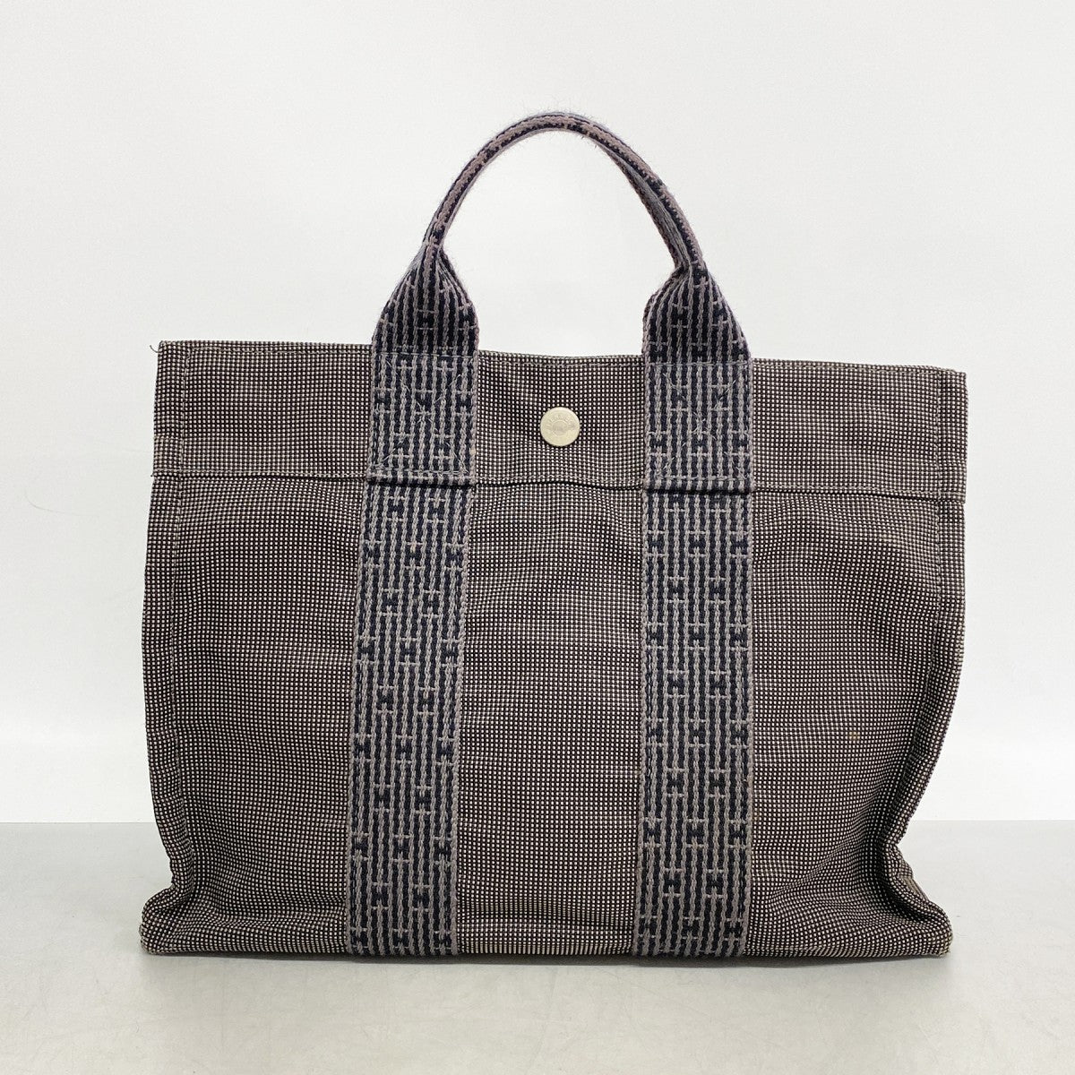 【6eb0761-k】エルメス ハンドバッグ エールラインMM キャンバス グレー シルバー金具【中古】メンズ レディース ユニセックス