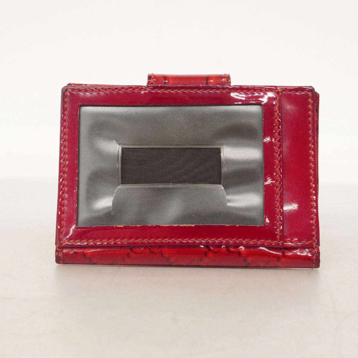 【6ee5574-k】グッチ カードケース 224261 エナメル レッド シャンパンゴールド金具【中古】レディース