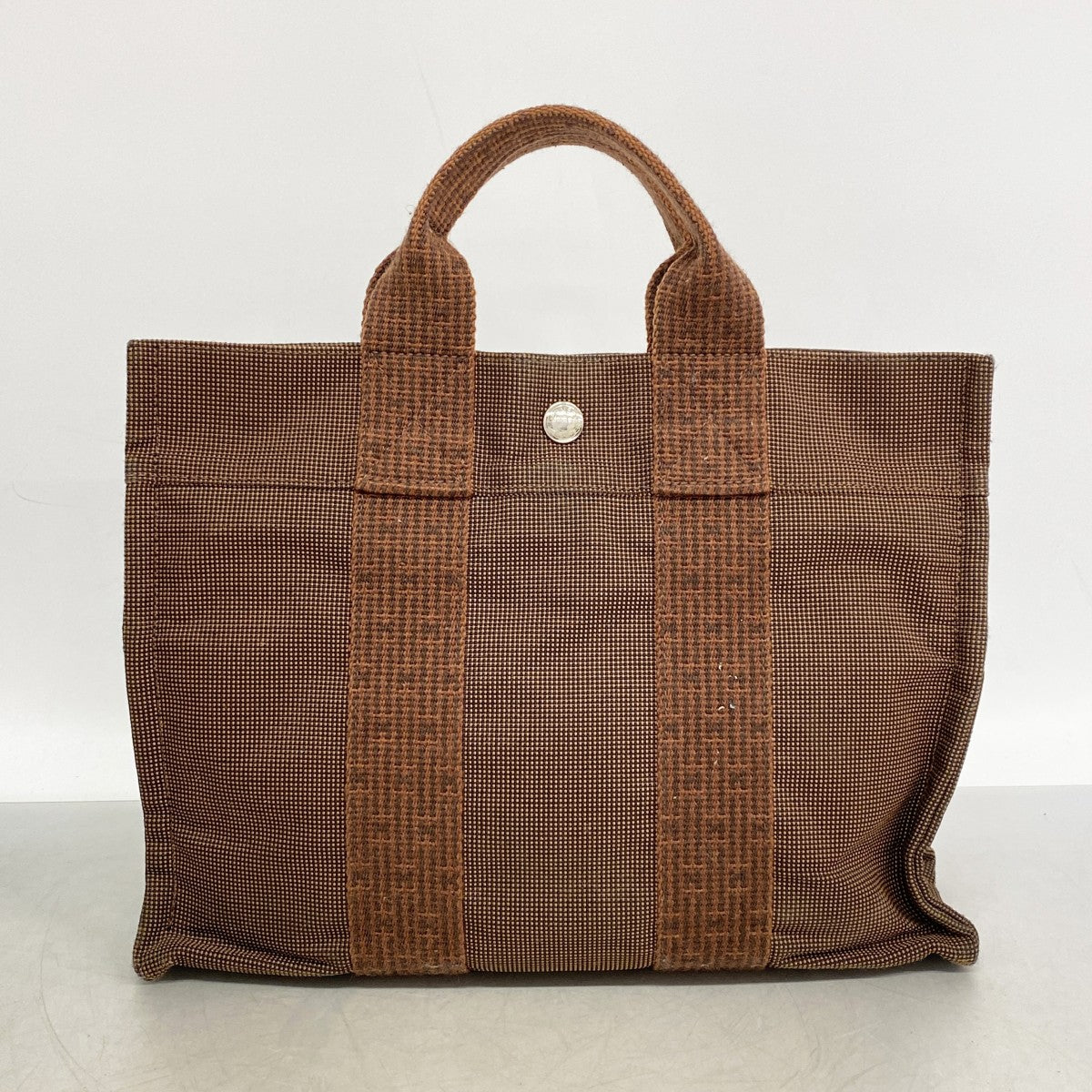 【6ee5757-k】エルメス ハンドバッグ エールラインPM キャンバス ブラウン シルバー金具【中古】メンズ レディース ユニセックス