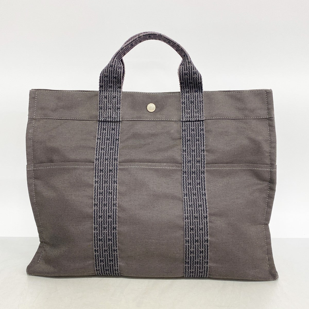 【6ee5952-k】エルメス トートバッグ エールラインMM キャンバス グレー シルバー金具【中古】メンズ レディース ユニセックス