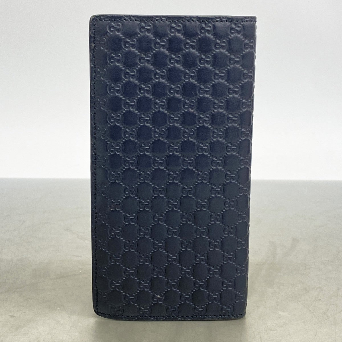 【6ee6445-k】グッチ 長札入れ グッチシマ 449245 2091 レザー ネイビー【中古】メンズ
