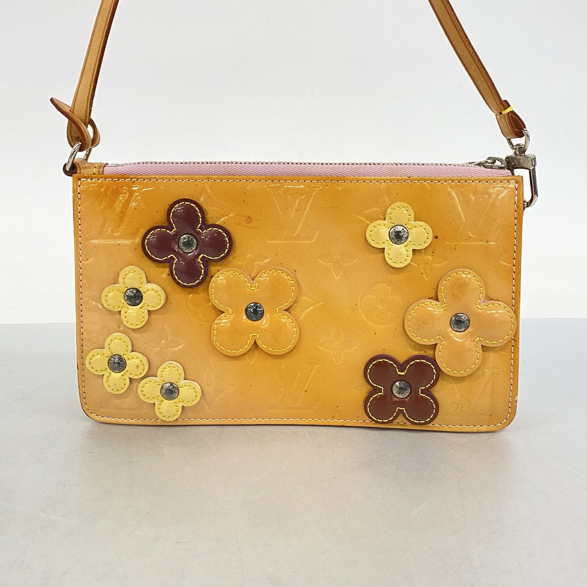 【6fa0317-k】ルイヴィトン ポーチ ヴェルニ フラワーレキシントン M92248 ピンク【中古】レディース