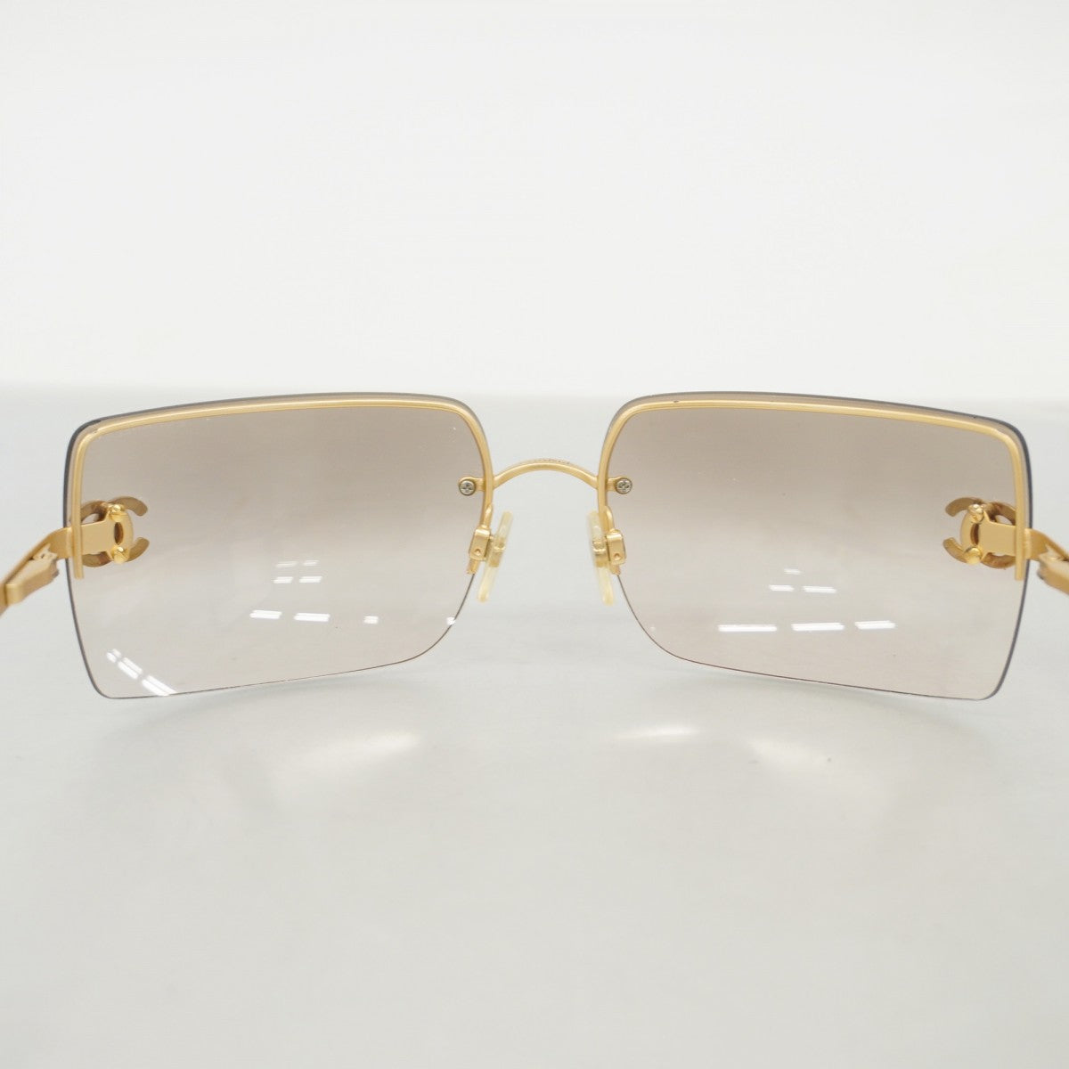 【6fa0472】シャネル サングラス 4092-B プラスチック シャンパンゴールド ゴールド金具【中古】レディース