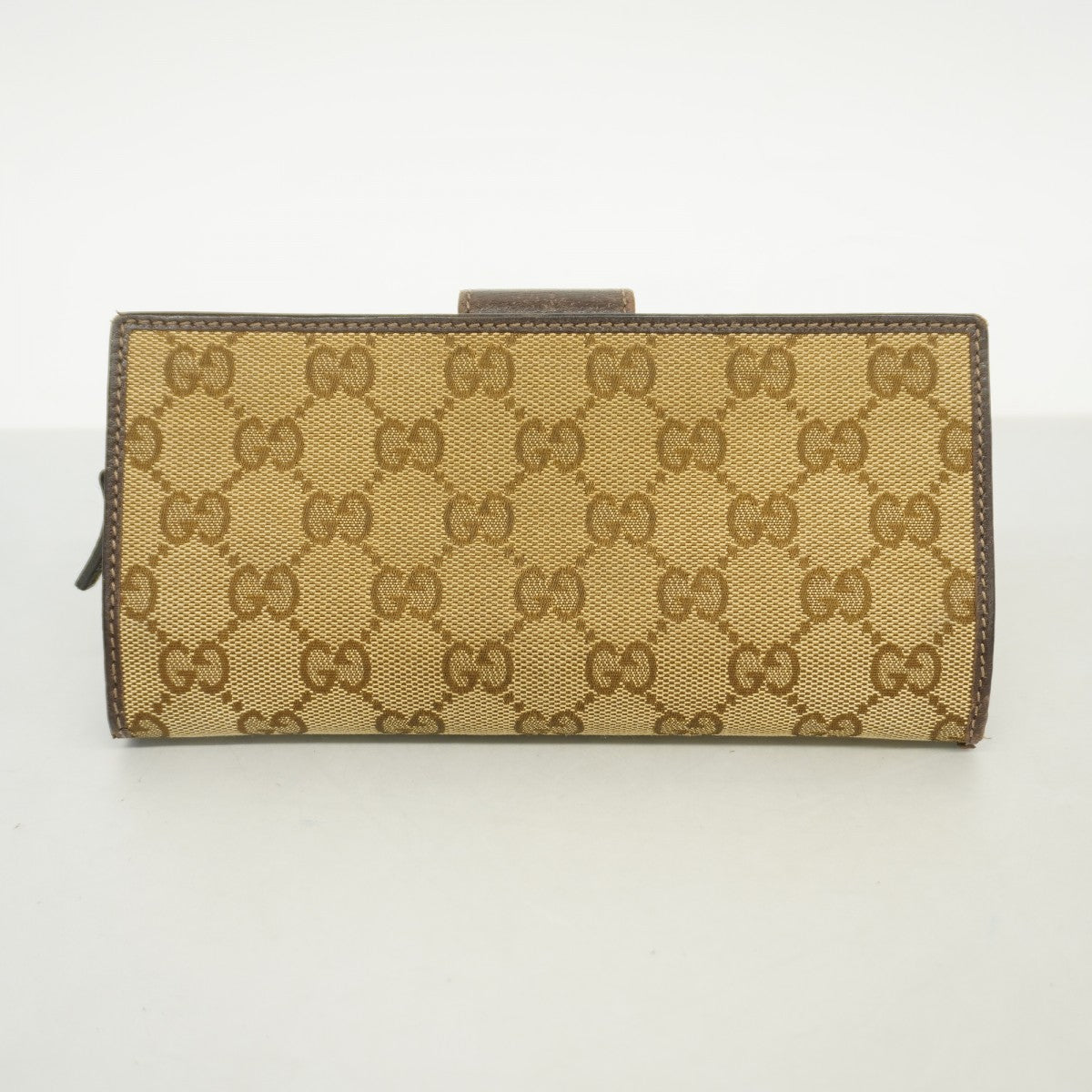 【6fa0490】グッチ 長財布 GGキャンバス/アビー 154256 キャンバス ブラウン ゴールド金具【中古】レディース