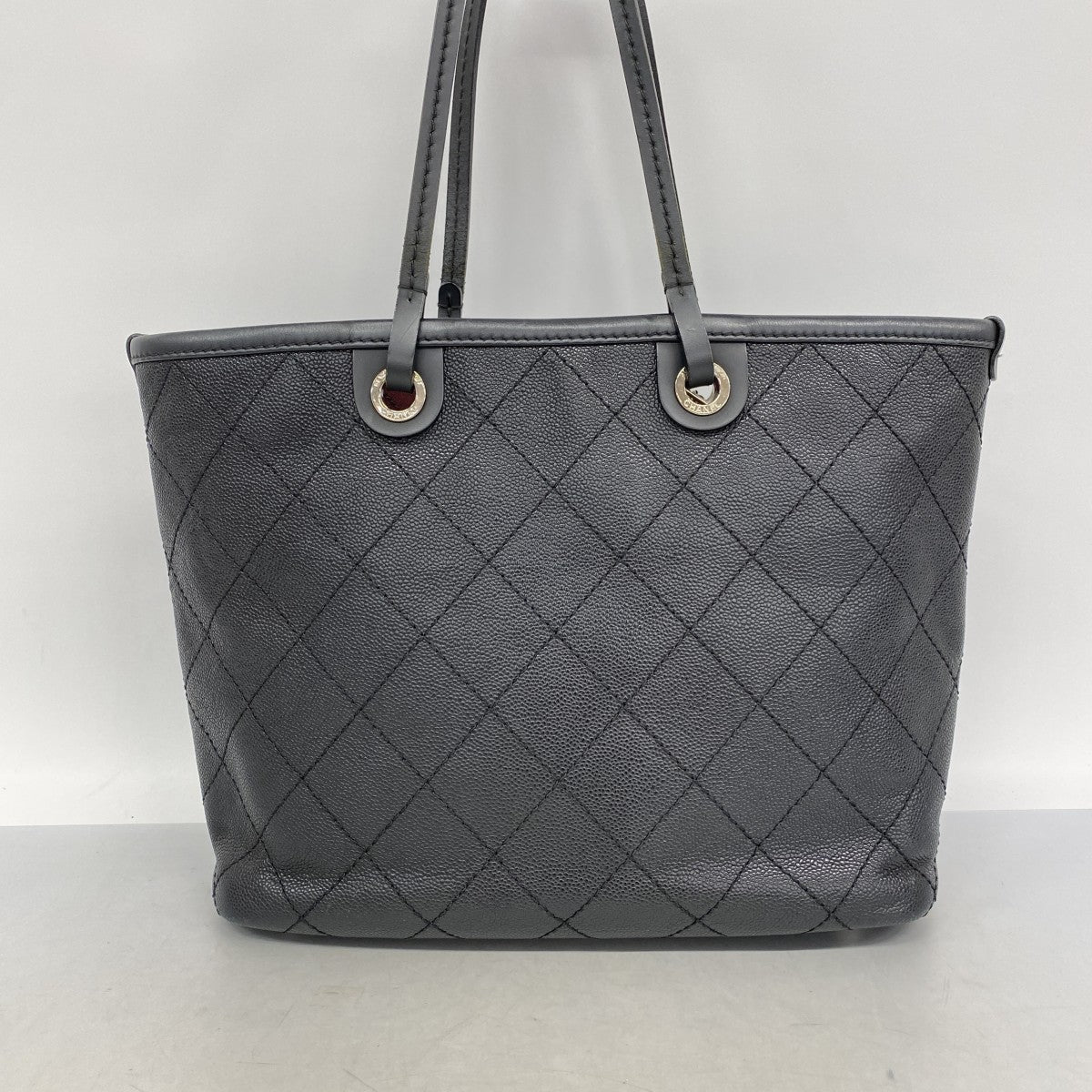 【6fa0529-k】シャネル トートバッグ キャビアスキン ブラック シルバー金具【中古】レディース