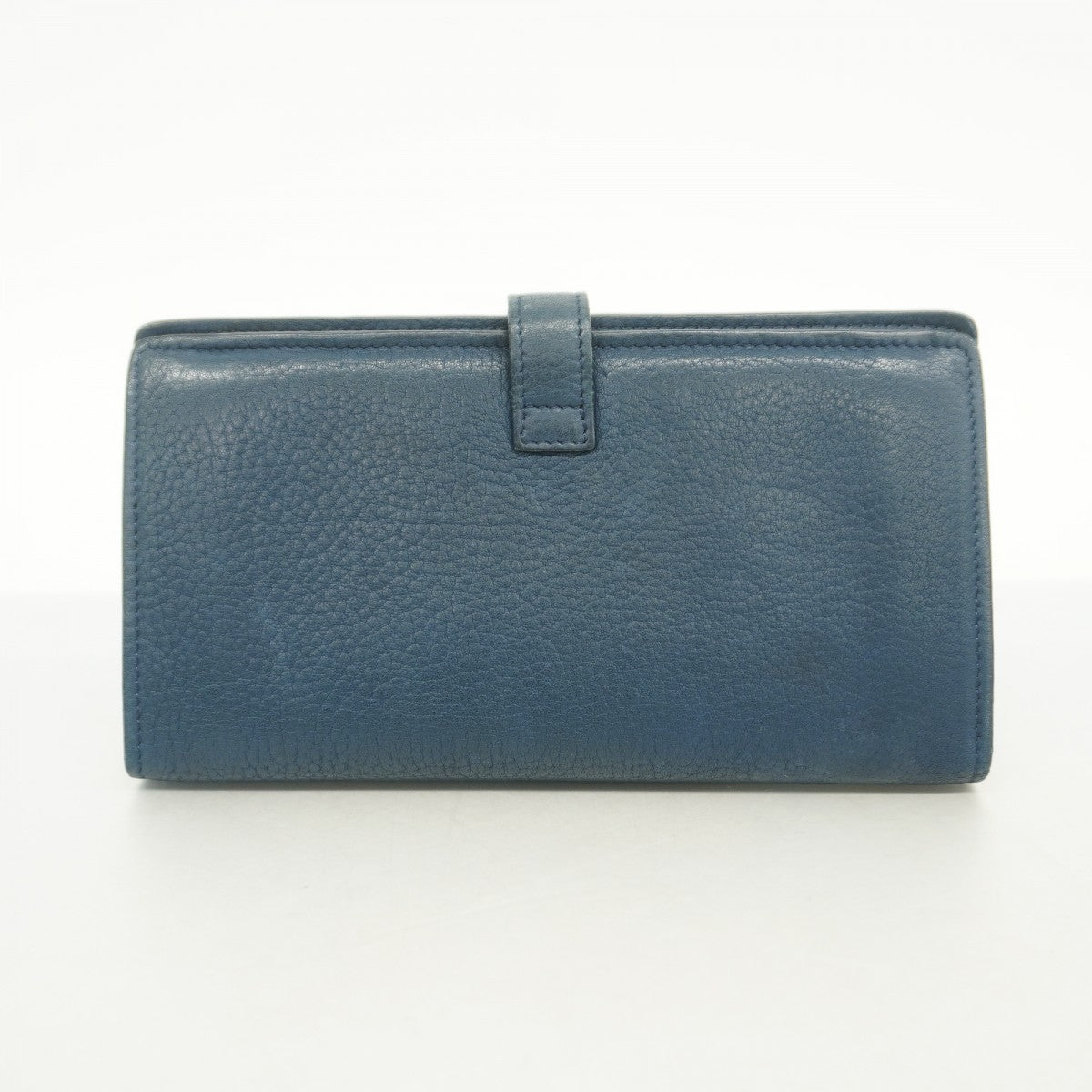 【6fa0678-k】シャネル 長財布 レザー ブルー シルバー金具【中古】レディース