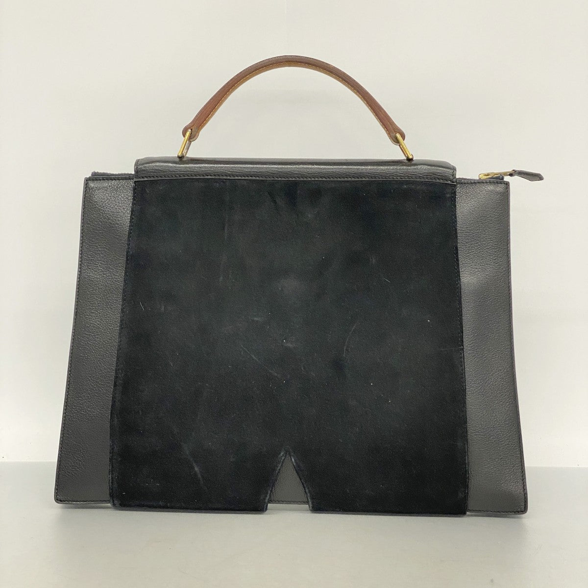 【6fa0718】エルメス ハンドバッグ プレジデント ヴォーガリバー リザード ドブリス ブラック グリーン ゴールド ゴールド金具 〇P刻印【中古】レディース