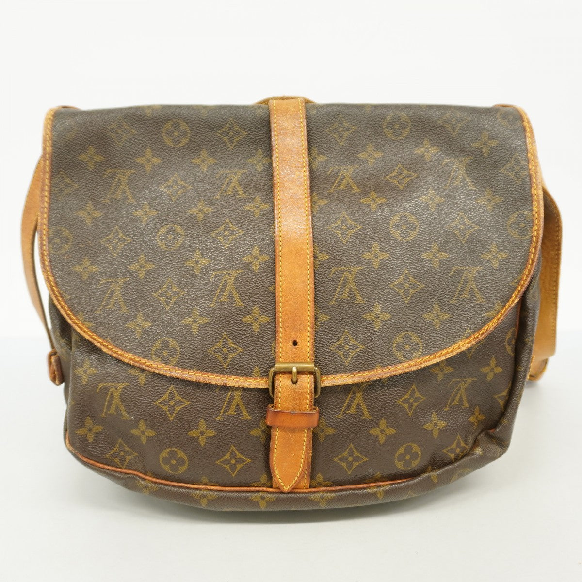 【6fa0753】ルイヴィトン ショルダーバッグ モノグラム ソミュール35 M42254 ブラウン【中古】レディース