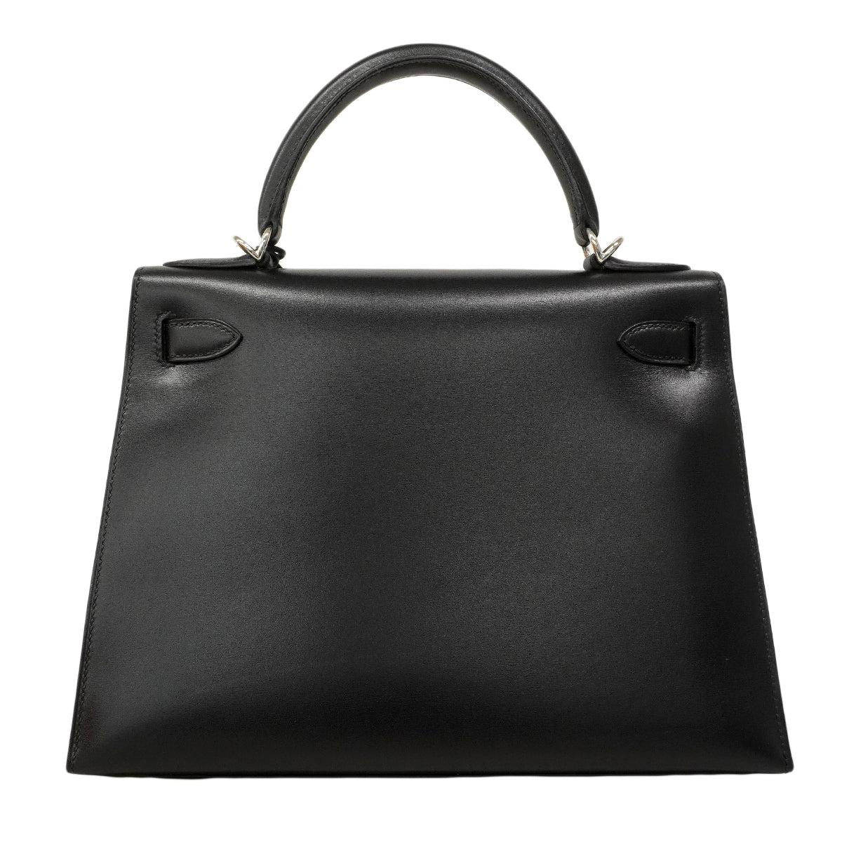 【6fa0891】エルメス ハンドバッグ ケリー28 ボックスカーフ ブラック シルバー金具 □F刻印 2wayバッグ【中古】レディース