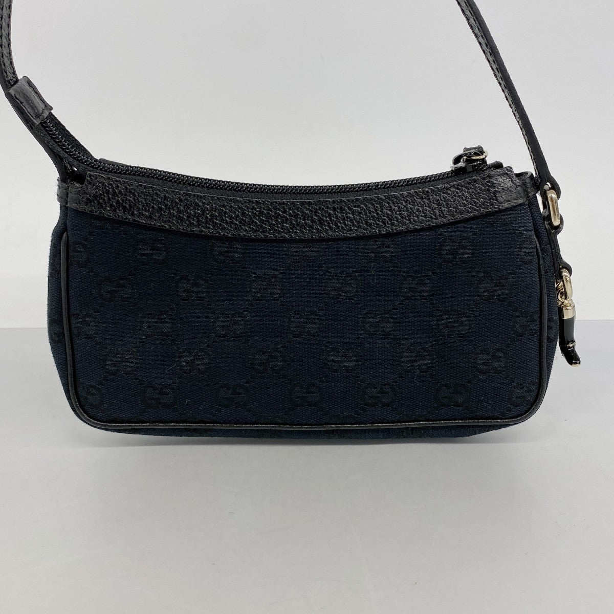 【6fa0932】グッチ ハンドバッグ GGキャンバス 154432 キャンバス ブラック ネイビー シャンパンゴールド金具【中古】レディース