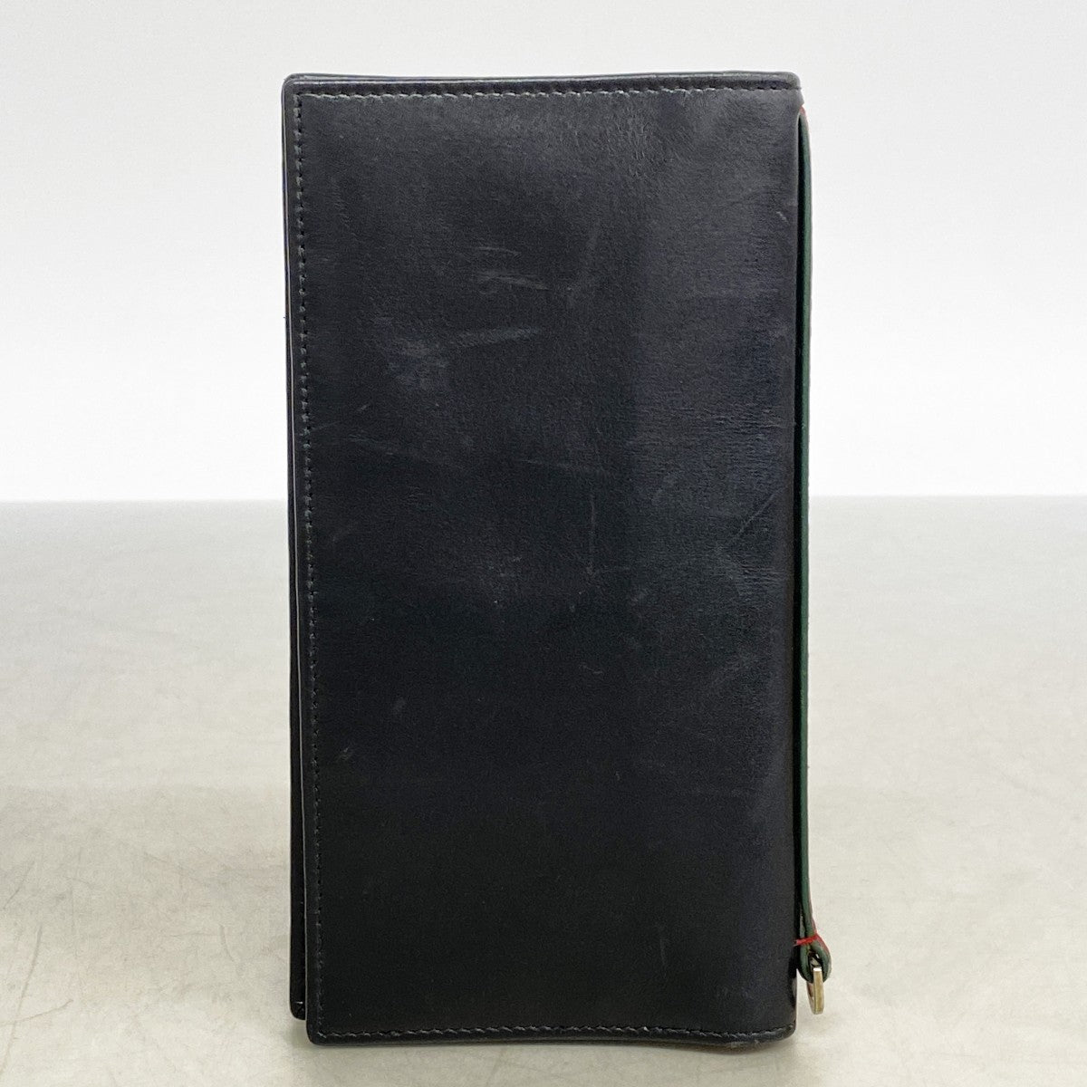 【6fa0952】グッチ 長札入れ シェリーライン 131929 レザー ブラック シルバー金具【中古】メンズ