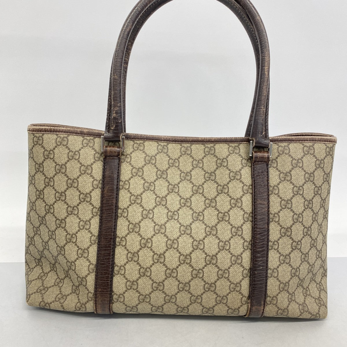 【6fa1145】グッチ トートバッグ GGスプリーム 114595 PVC ブラウン シルバー金具【中古】レディース