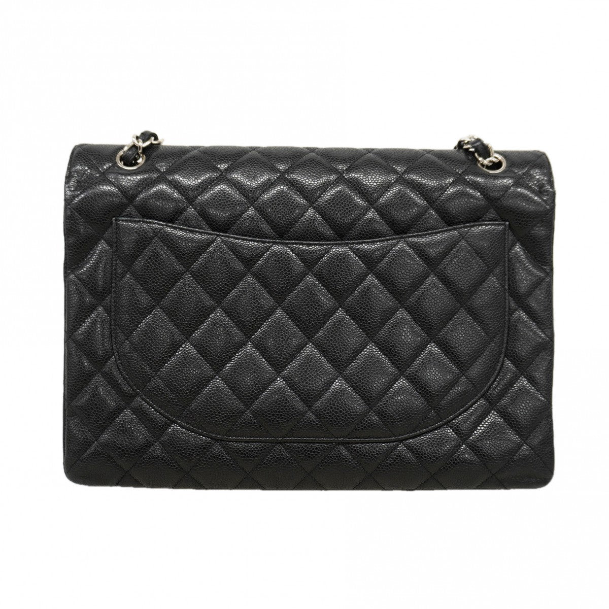 【6fa1229】シャネル ショルダーバッグ デカマトラッセ Wチェーン キャビアスキン ブラック シルバー金具【中古】レディース