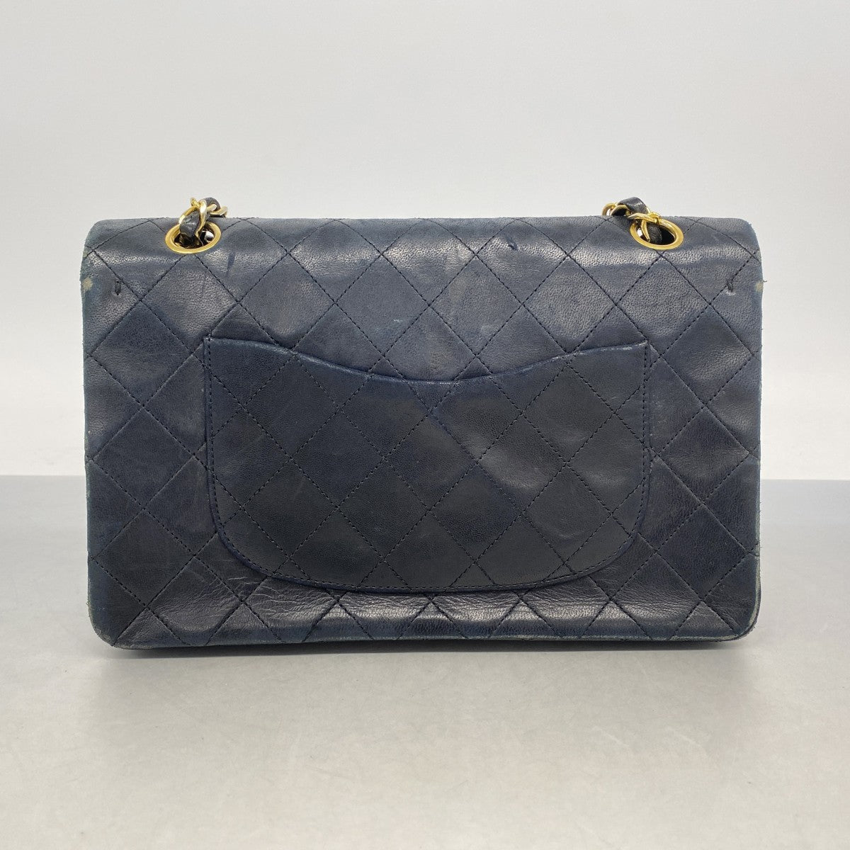 【6fa1307】シャネル ショルダーバッグ マトラッセ Wフラップ Wチェーン ラムスキン ブラック ゴールド金具【中古】レディース