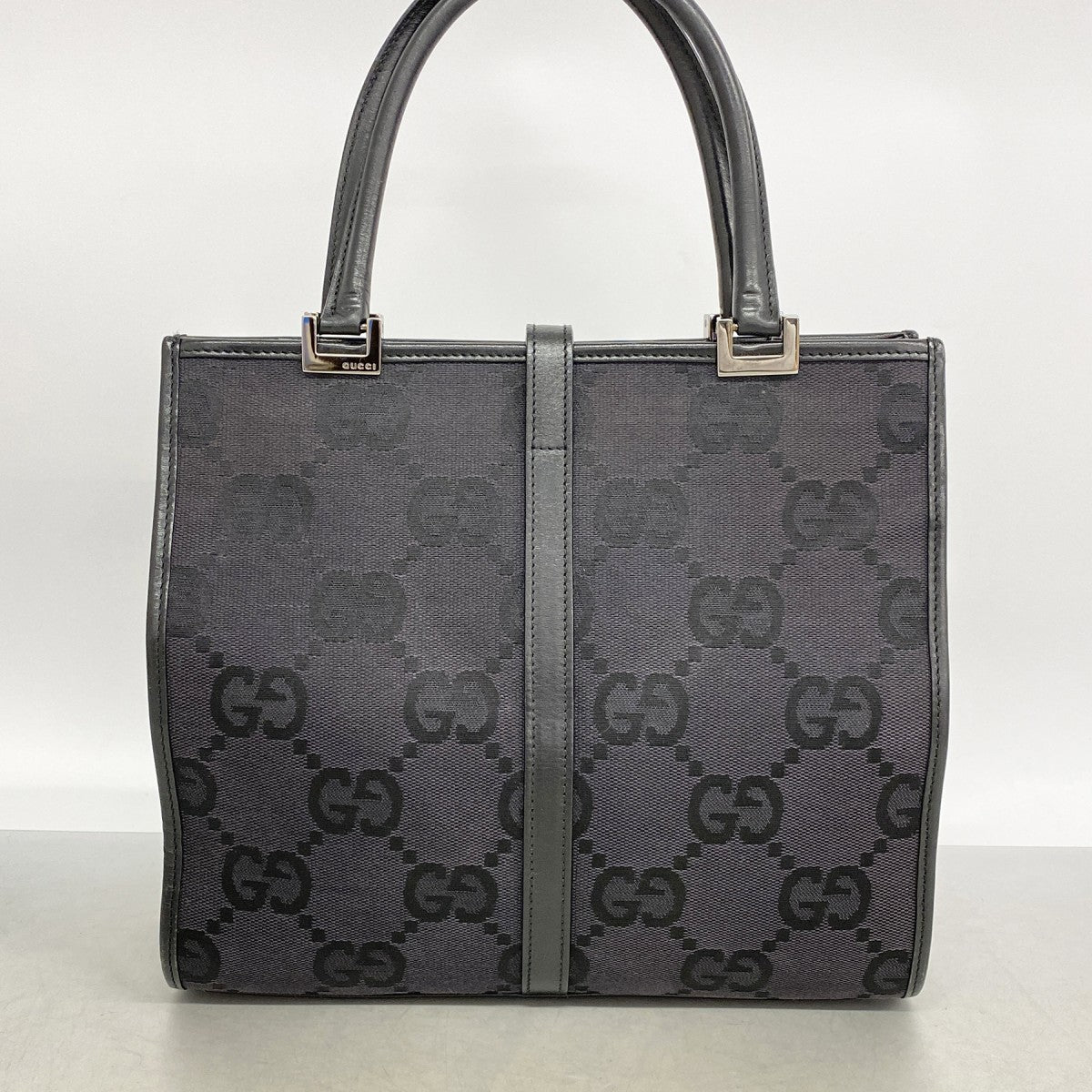 【6fa1382-k】グッチ ハンドバッグ GGキャンバス/ジャッキー 002 1065 キャンバス ブラック シルバー金具【中古】レディース