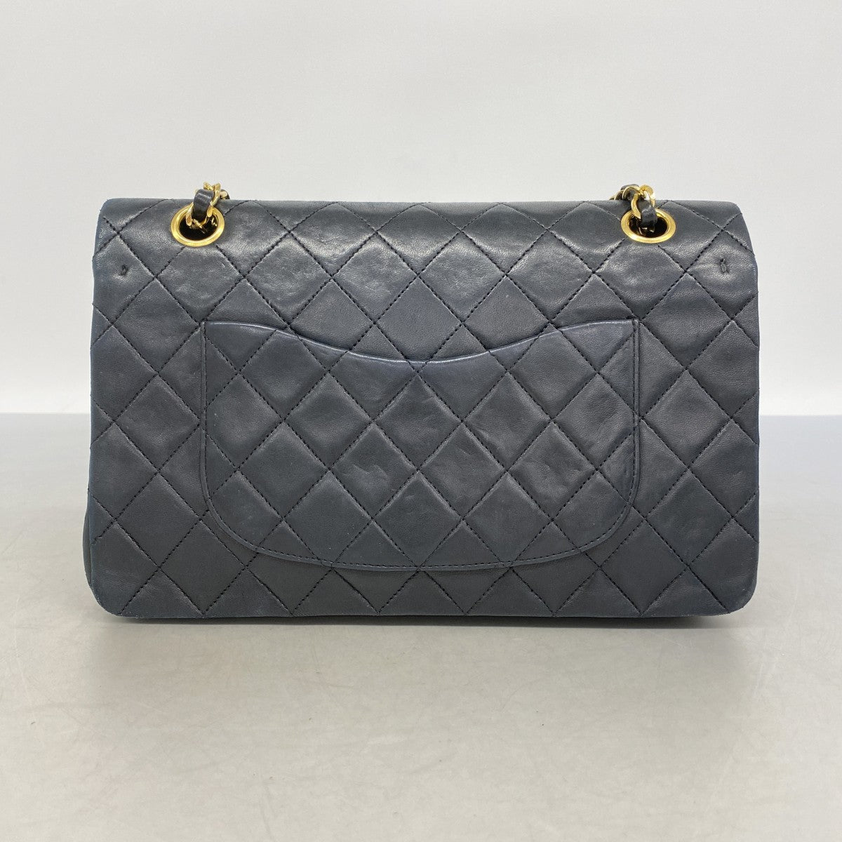 【6fa1493】シャネル ショルダーバッグ マトラッセ Wフラップ Wチェーン ラムスキン ブラック ゴールド金具【中古】レディース