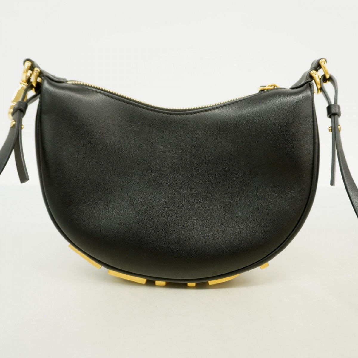 【6fa1787】フェンディ ショルダーバッグ グラフィー レザー ブラック ゴールド金具【中古】レディース