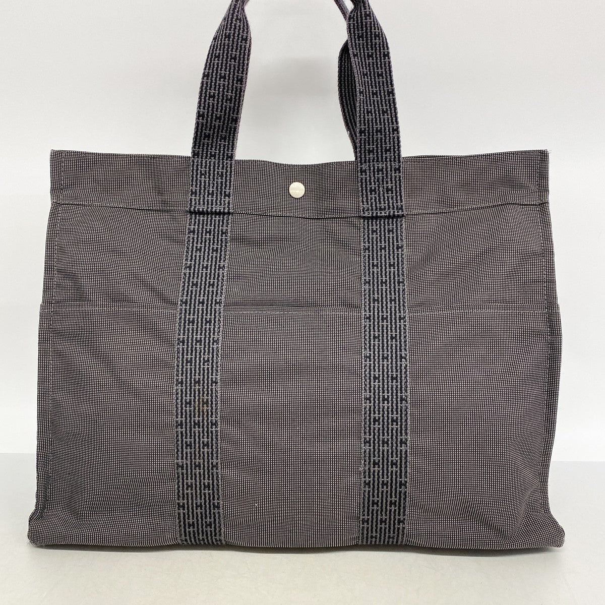【6fa1808-k】エルメス トートバッグ エールラインGM キャンバス グレー シルバー金具【中古】メンズ レディース ユニセックス