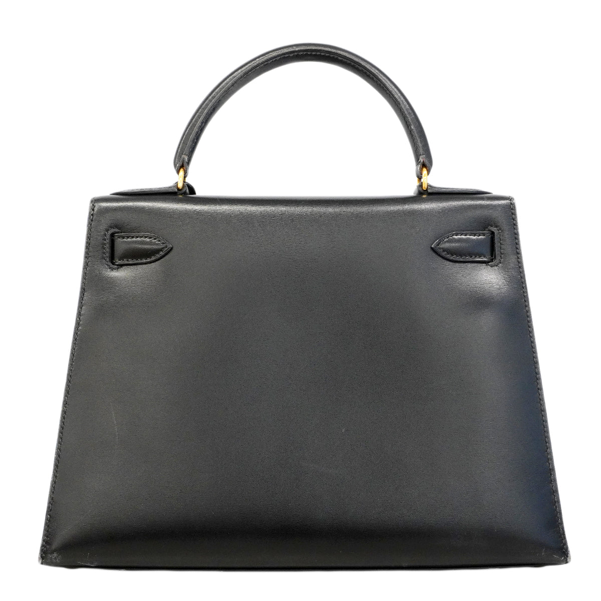 【6fa1928】エルメス ハンドバッグ ケリー28 ボックスカーフ ブラック ゴールド金具 〇U刻印 2wayバッグ【中古】レディース