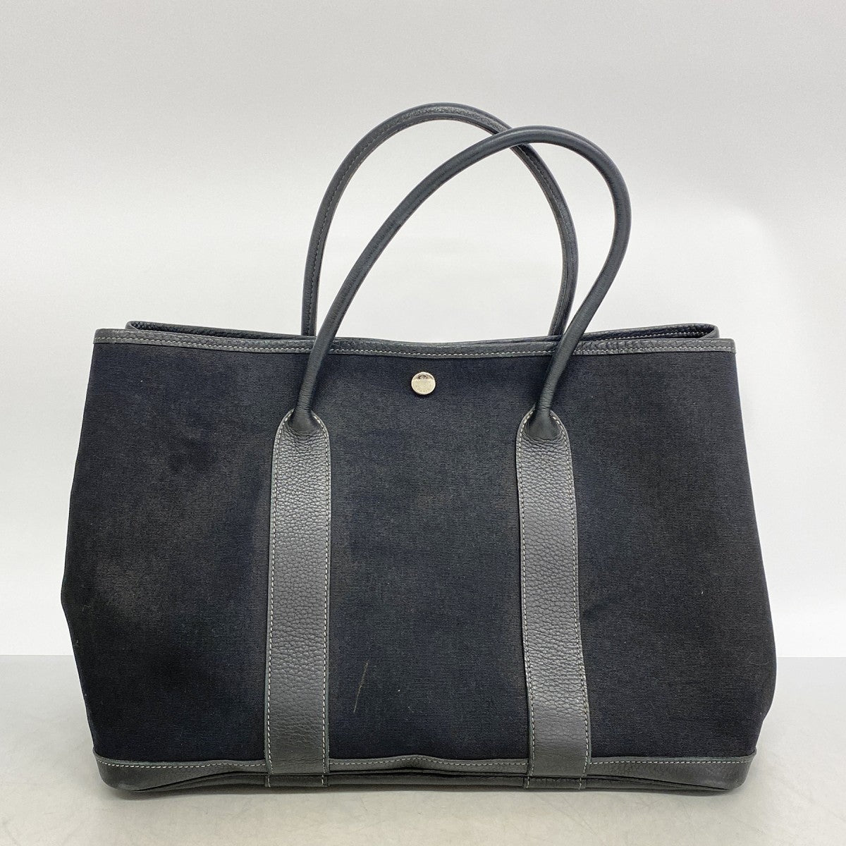 【6fb1998】エルメス トートバッグ ガーデンパーティPM トワルオフィシエ ブラック シルバー金具 □K刻印【中古】レディース