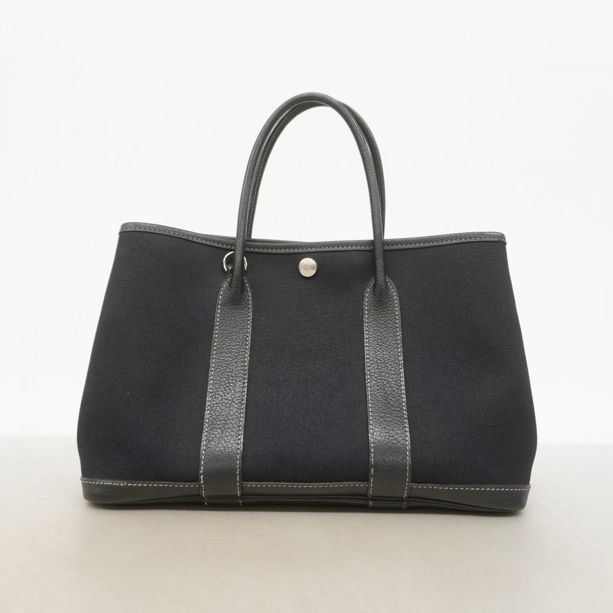 【6fb2207】エルメス トートバッグ ガーデンパーティTPM トワルオフィシエ ブラック シルバー金具 □H刻印【中古】レディース