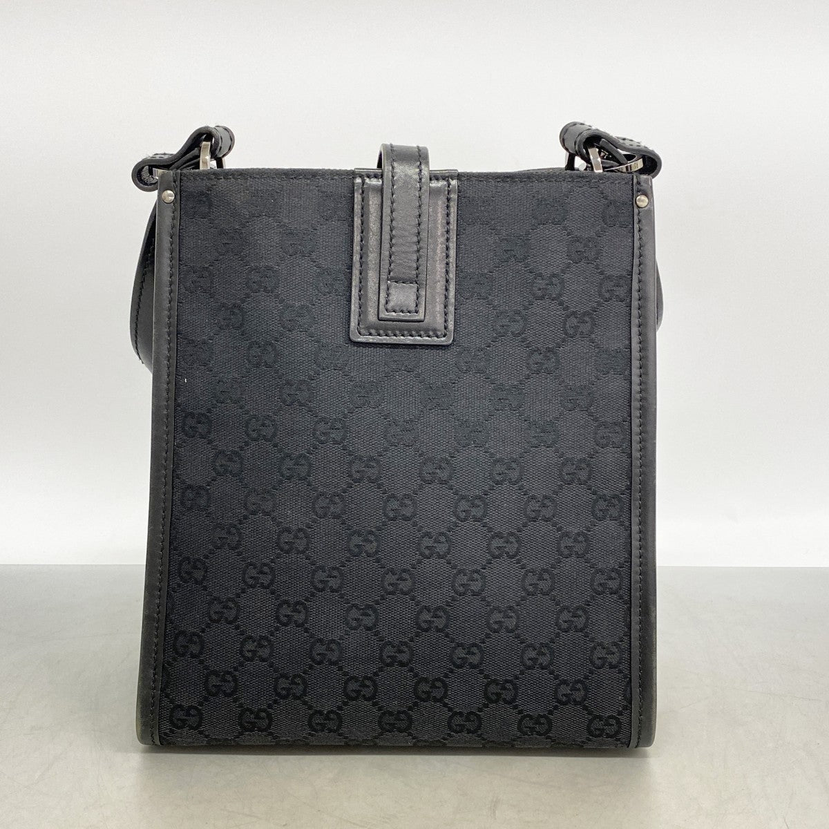 【6fb2434】グッチ ショルダーバッグ GGキャンバス 110 292 キャンバス ブラック シルバー金具【中古】レディース