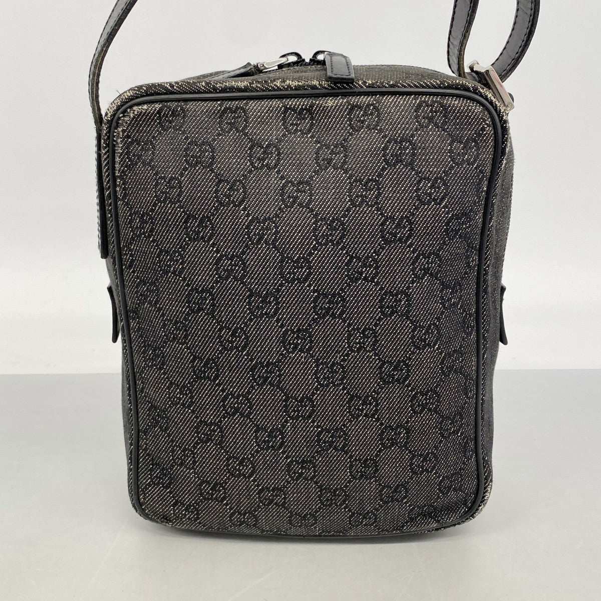【6fb2544-k】グッチ ショルダーバッグ 03136 デニム ブラック シルバー金具【中古】レディース