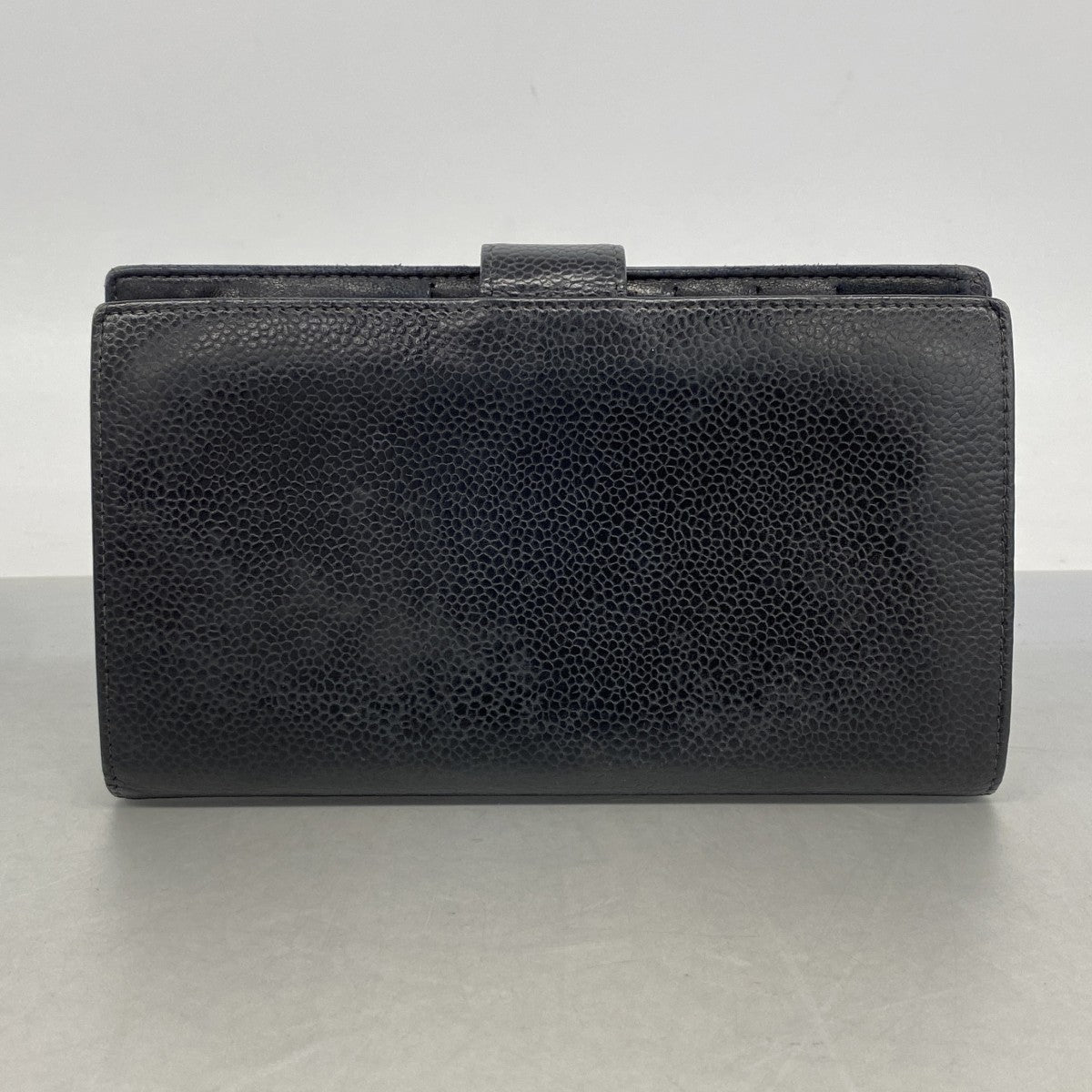 【6fb2548-k】シャネル 長財布 キャビアスキン ブラック ゴールド金具【中古】レディース