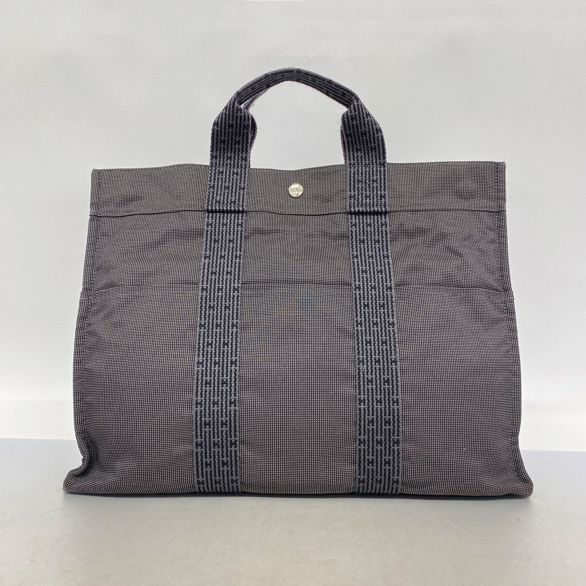 【6fb2755-k】エルメス トートバッグ エールラインMM キャンバス グレー シルバー金具【中古】レディース