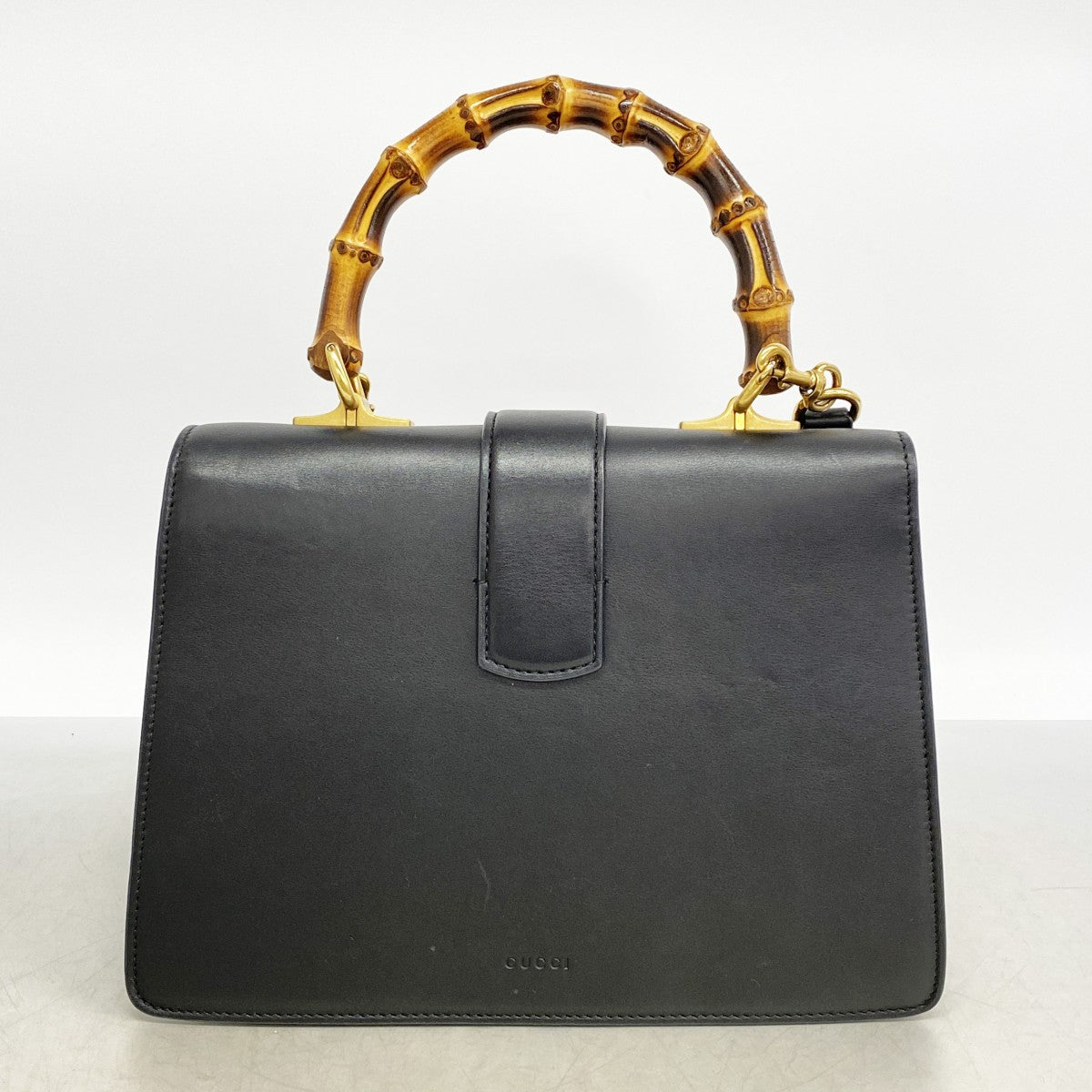 【6fb2971-k】グッチ ハンドバッグ バンブー デュオニュソス 448075 レザー ブラック ゴールド金具 2wayバッグ【中古】レディース