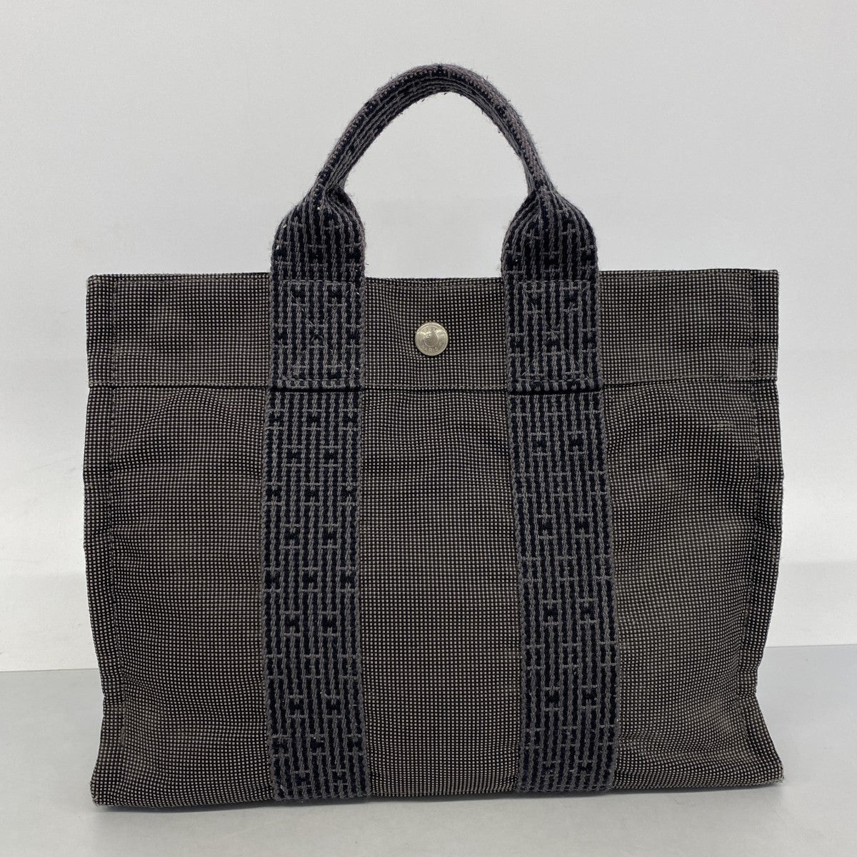 【6fc3810】エルメス ハンドバッグ エールラインPM キャンバス グレー シルバー金具【中古】レディース