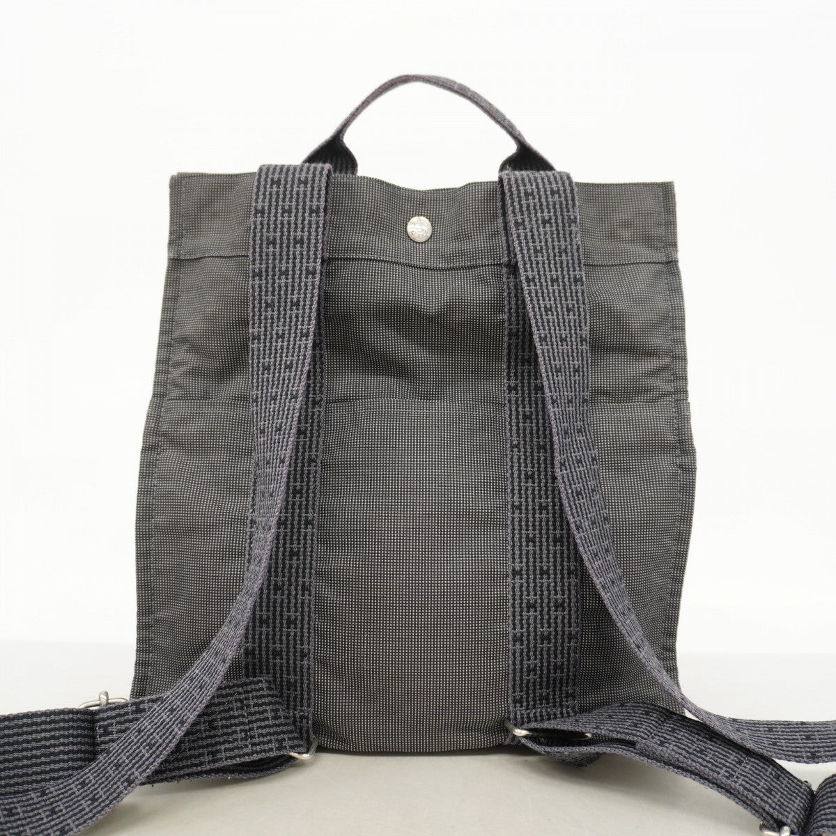 【6fc4182】エルメス リュック・デイパック エールラインアドMM キャンバス グレー シルバー金具【中古】メンズ レディース ユニセックス