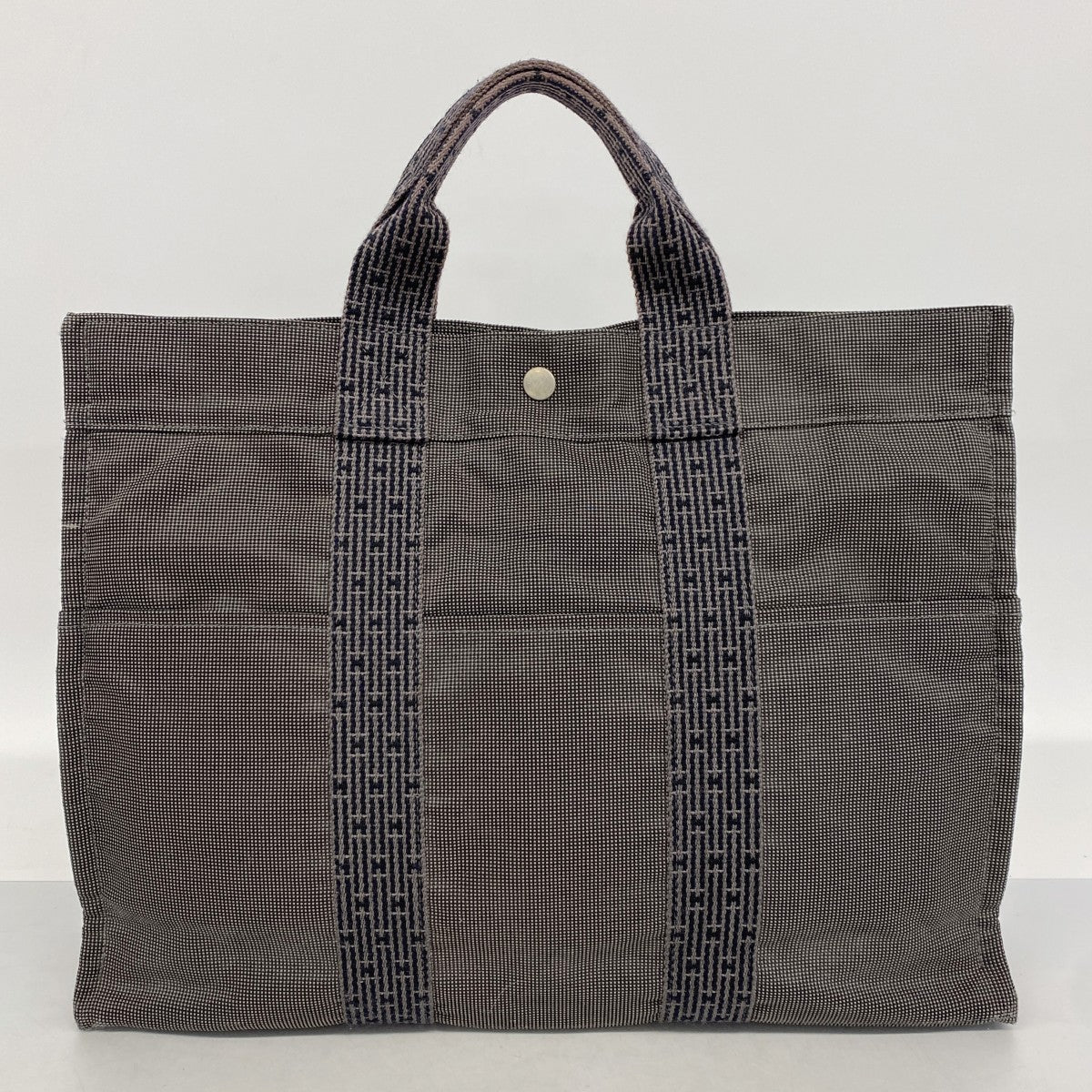 【6fd4818-k】エルメス トートバッグ エールラインMM キャンバス グレー シルバー金具【中古】メンズ レディース ユニセックス