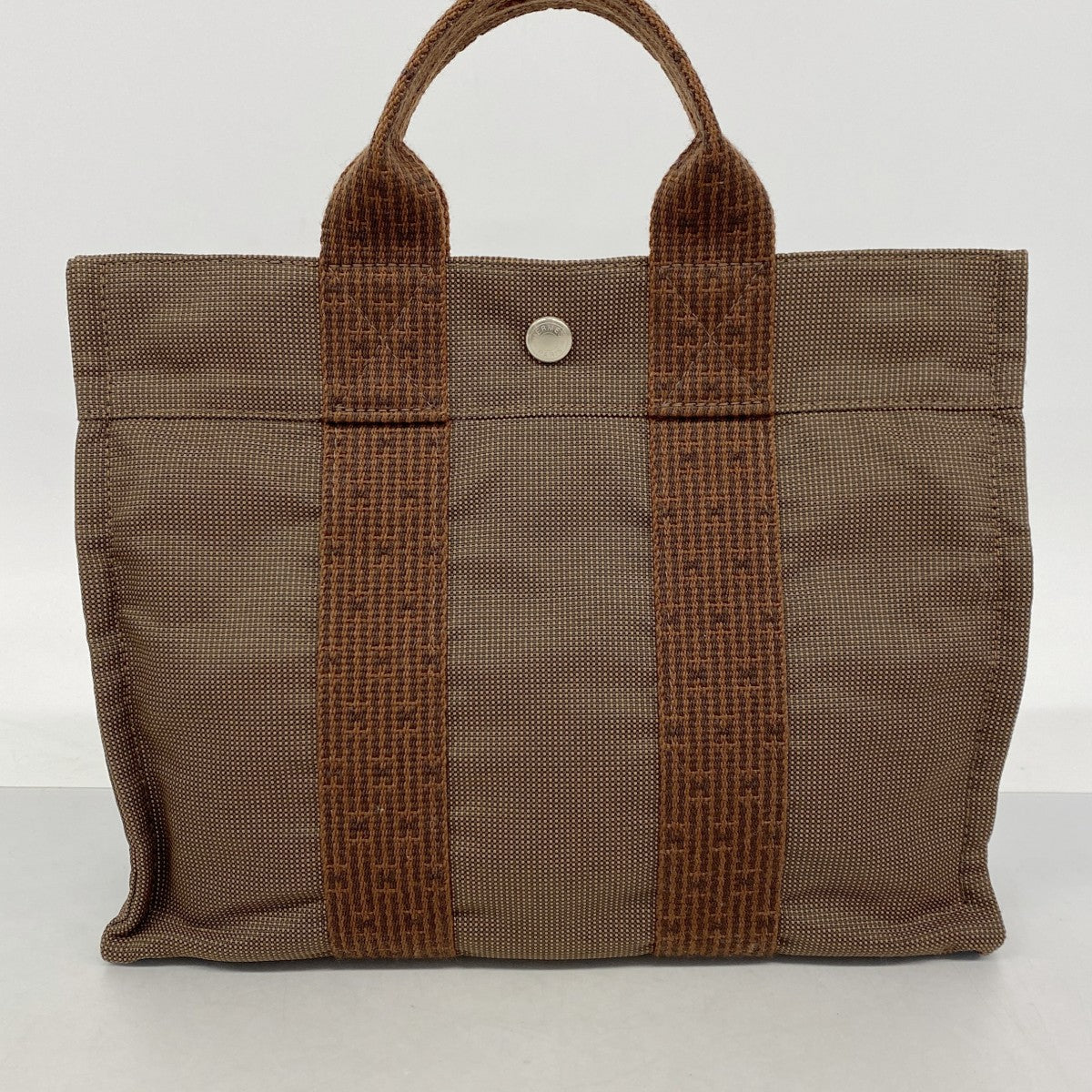 【6fd4848】エルメス トートバッグ エールラインPM キャンバス ブラウン シルバー金具【中古】メンズ レディース ユニセックス
