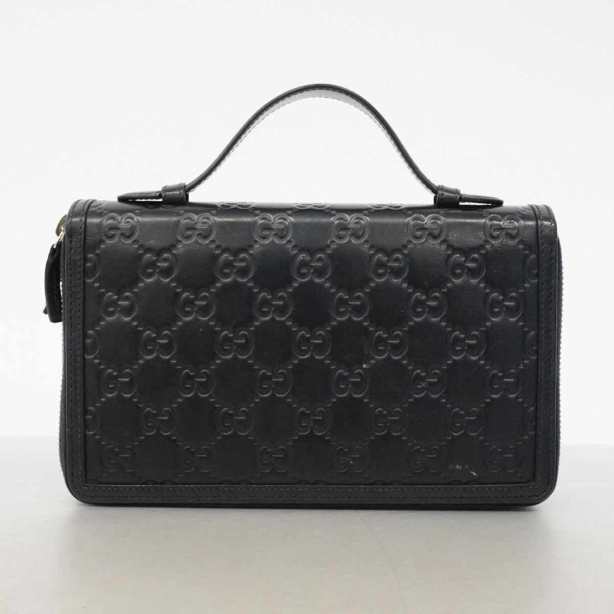 【6fd4959-k】グッチ 長財布 グッチシマ 336298 レザー ネイビー シルバー金具【中古】メンズ