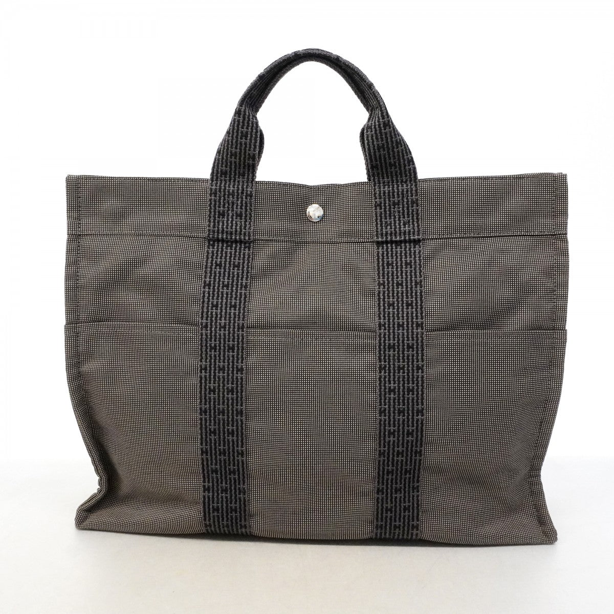 【6fd5005-k】エルメス トートバッグ エールラインMM キャンバス グレー シルバー金具【中古】メンズ レディース ユニセックス