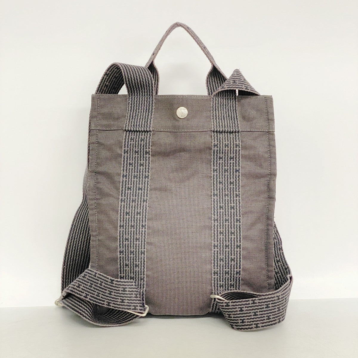 【6fd5074-k】エルメス リュック・デイパック エールラインアドPM キャンバス グレー シルバー金具【中古】レディース