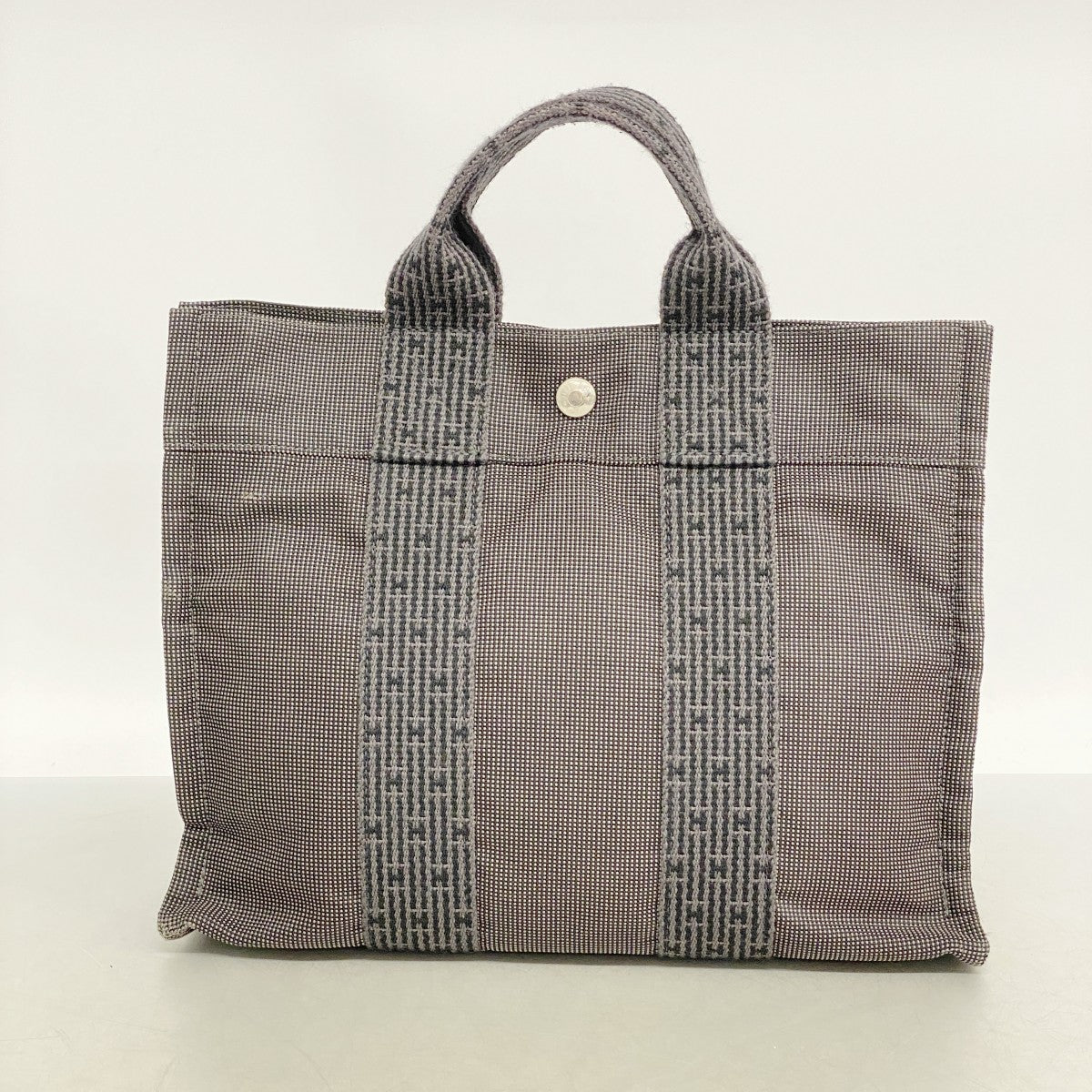 【6fd5075-k】エルメス ハンドバッグ エールラインPM キャンバス グレー シルバー金具【中古】メンズ レディース ユニセックス