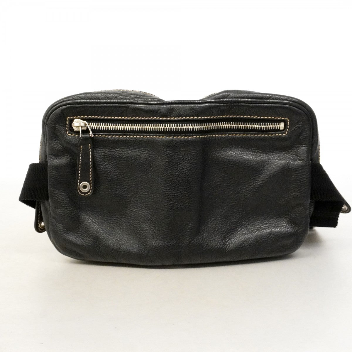 【6fd5094-k】グッチ ウエストバッグ 201846 レザー ブラック シルバー金具【中古】メンズ レディース ユニセックス