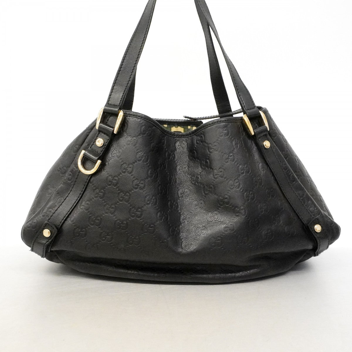 【6fd5095-k】グッチ トートバッグ グッチシマ 130736 レザー ブラック シャンパンゴールド金具【中古】レディース