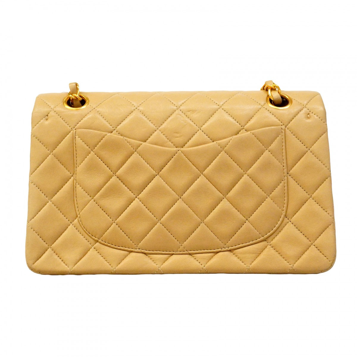 【6fd5330】シャネル ショルダーバッグ マトラッセ Wフラップ Wチェーン ラムスキン ベージュ ゴールド金具【中古】レディース