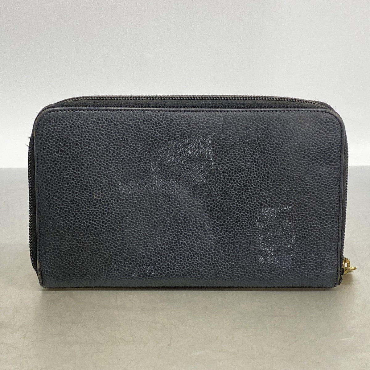 【6fd5438】シャネル 長財布 キャビアスキン ブラック ゴールド金具【中古】レディース
