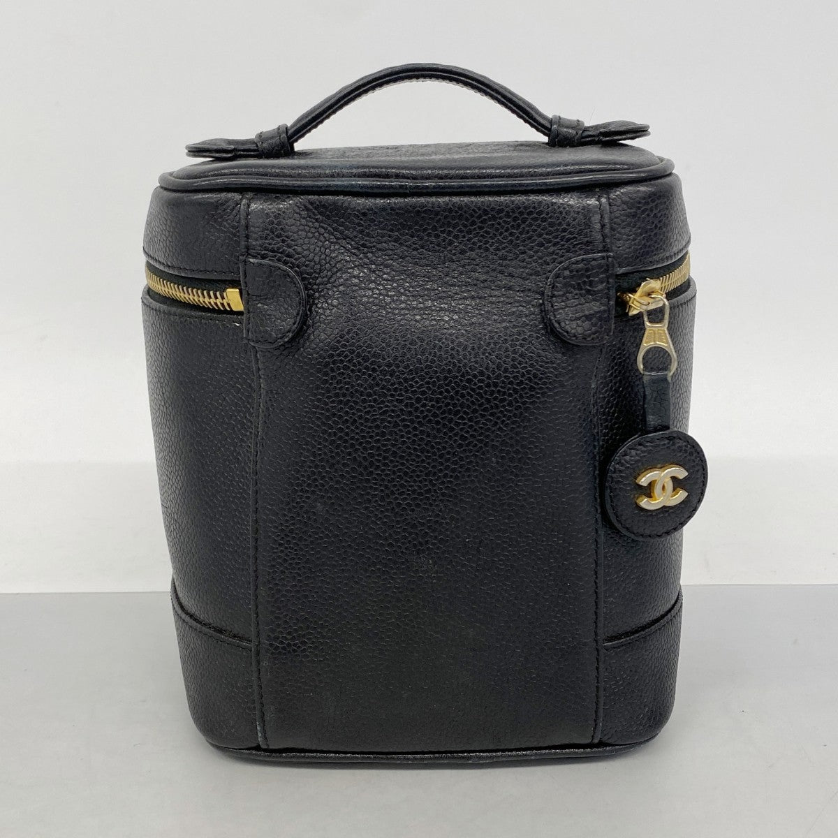 【6fd5790】シャネル バニティバッグ キャビアスキン ブラック ゴールド金具【中古】レディース
