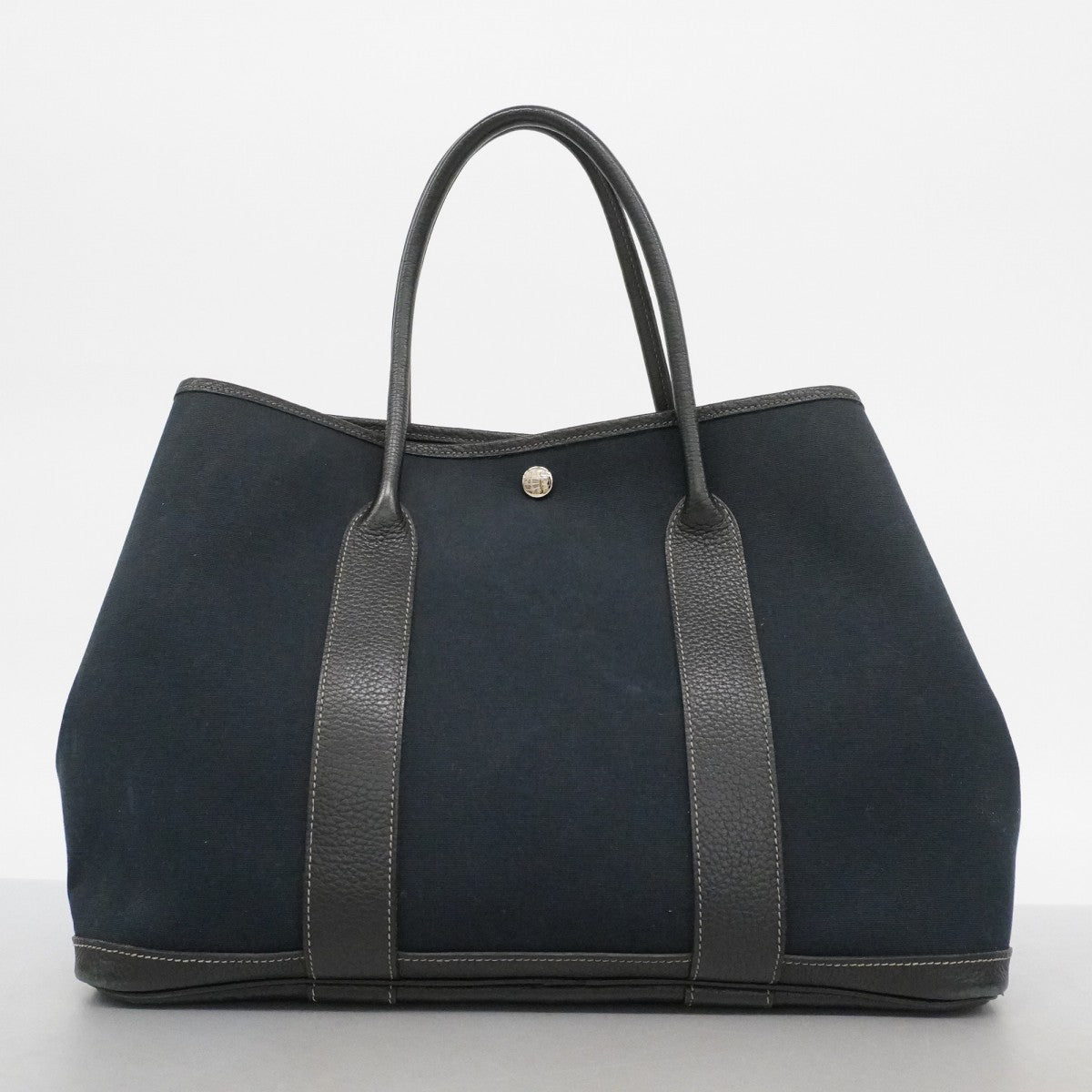 【6fd5830】エルメス トートバッグ ガーデンパーティPM トワルオフィシエ ブラック シルバー金具 □N刻印【中古】レディース