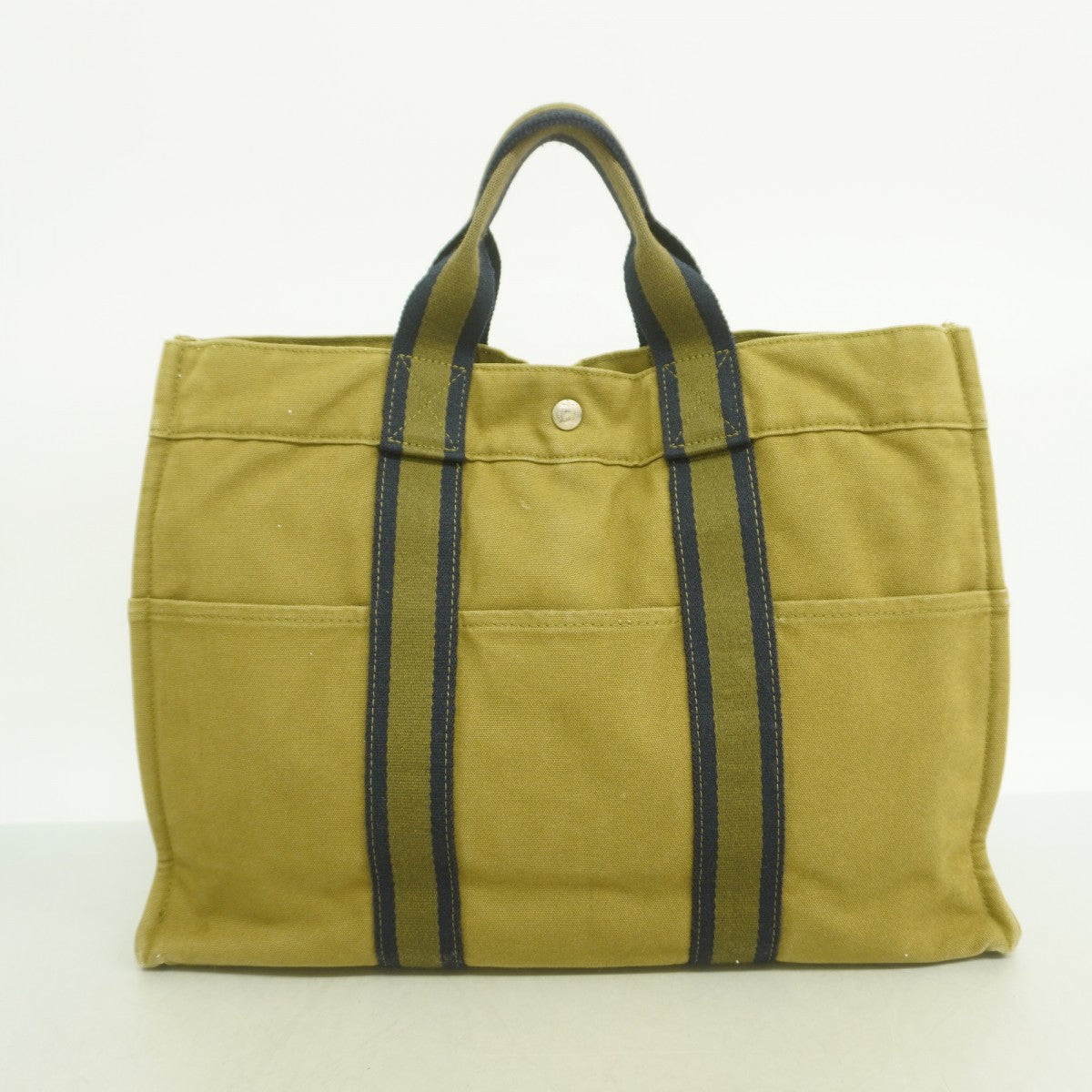 【6fd6011】エルメス トートバッグ フールトゥMM キャンバス カーキ シルバー金具【中古】メンズ レディース ユニセックス